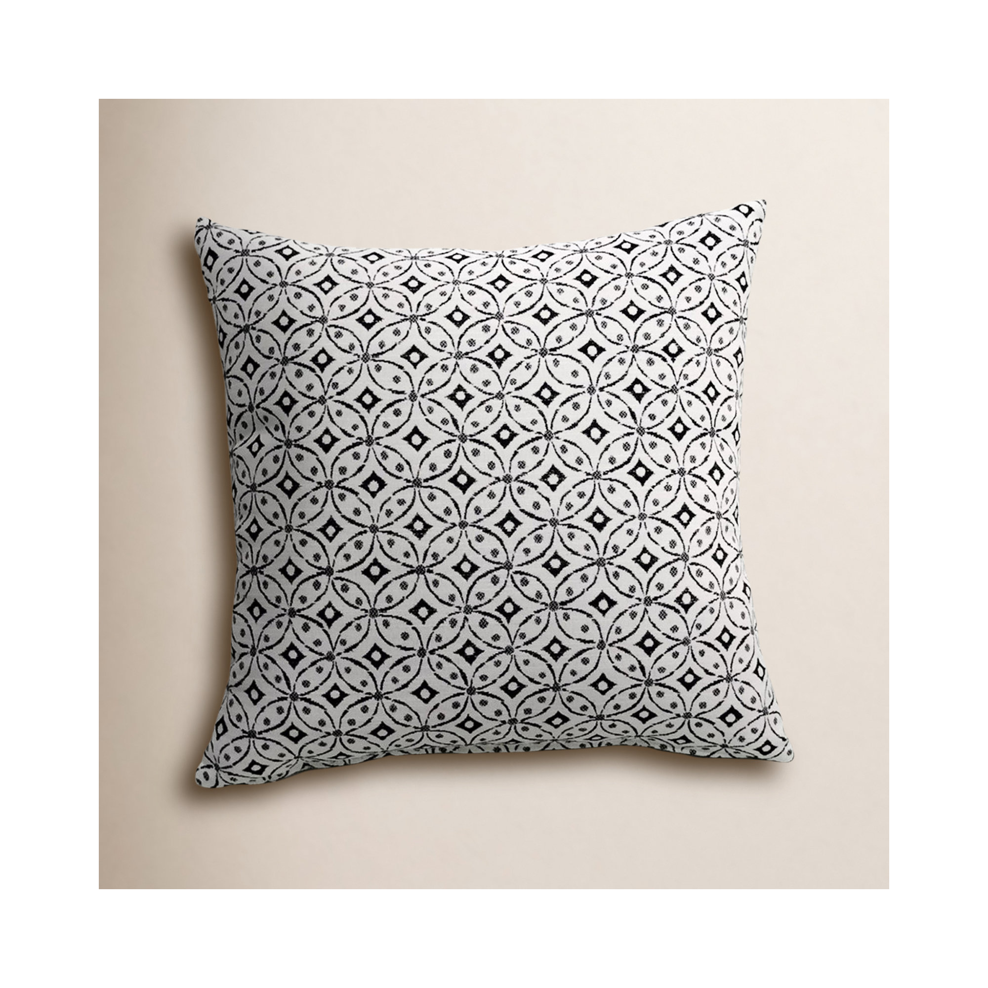 Liza Pillow Cover & Insert Square in White/Black, 16" x 16"
