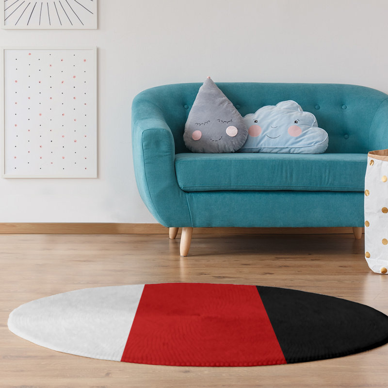 Tapis de zone rouge/noir, Rond 5 pi