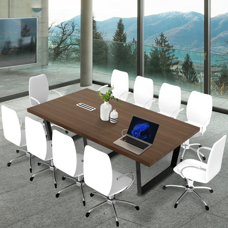 Rectangular Conference Table, H 30 po x L 96 po x l 47 po, Brun foncé