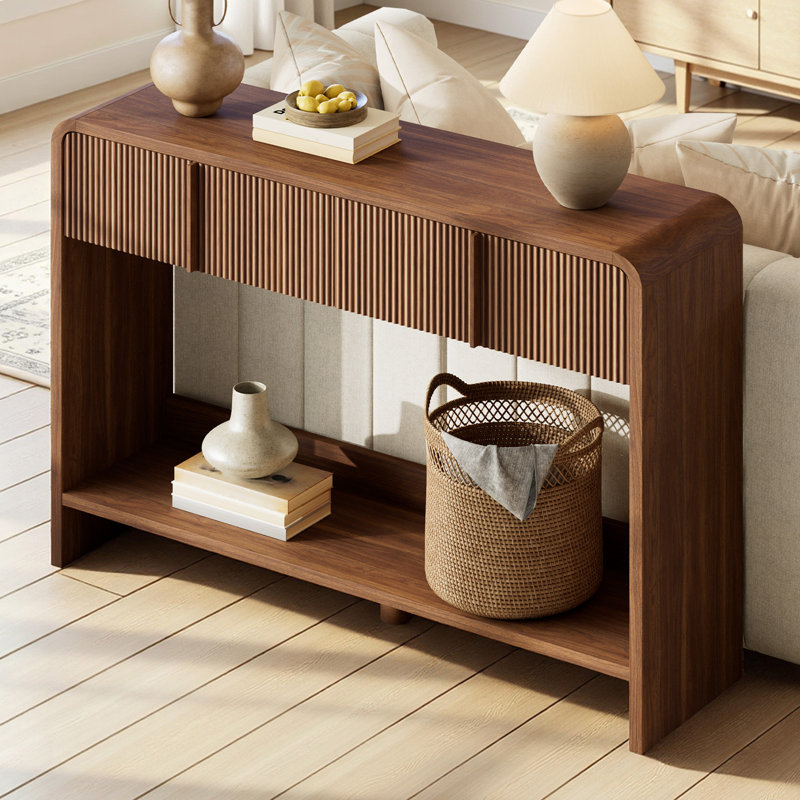 Console de style campagne moderne 45 po avec 2 tiroirs Dulane, brun, Brown, H 33,5 po x l 44,5 po x P 13,8 po