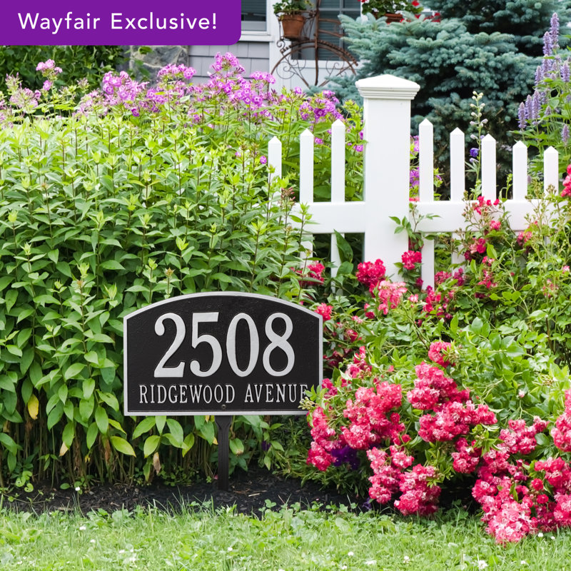 Legacy 2-Line Lawn Address Sign, Black / Silver, Yes