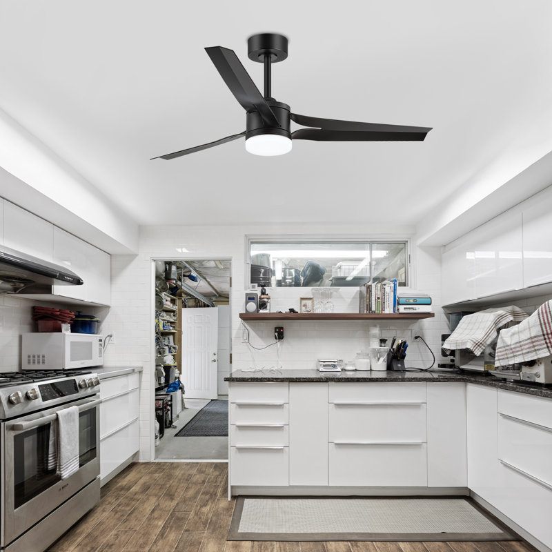 52-Inch Ceiling Fans With Lights And Remote, 3 Blades 6-Speeds Noiseless Reversible DC Motor, Modern Ceiling Fan For Farmhouse Bedroom Patio
