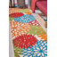 Tapis intérieur / extérieur vert / rouge / orange à motif floral Miraloma-1973692301