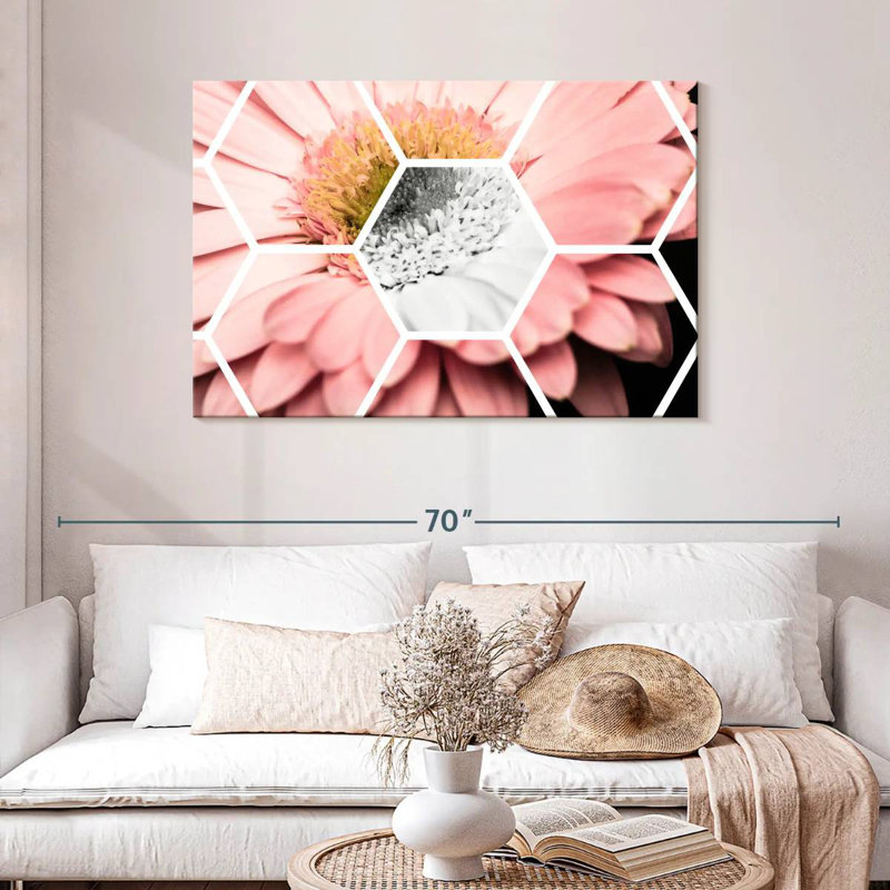 Harberk rose Gerbera hexagone, H 30 po x l 45 po