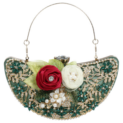 Sac vert, ornement demi-lune - 8 x 4,5 po