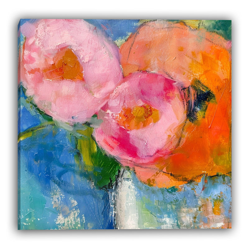 «Blue Bloom», art mural sur toile tendue, L 20 po x H 20 po x P 1,5 po