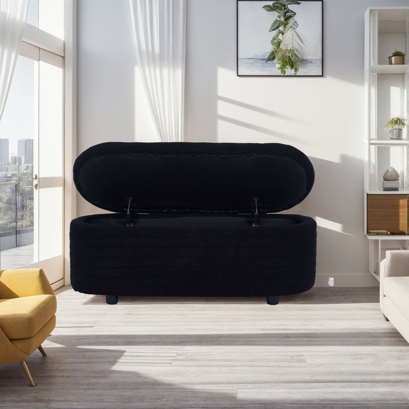 Thony Upholstered Ottoman, Black