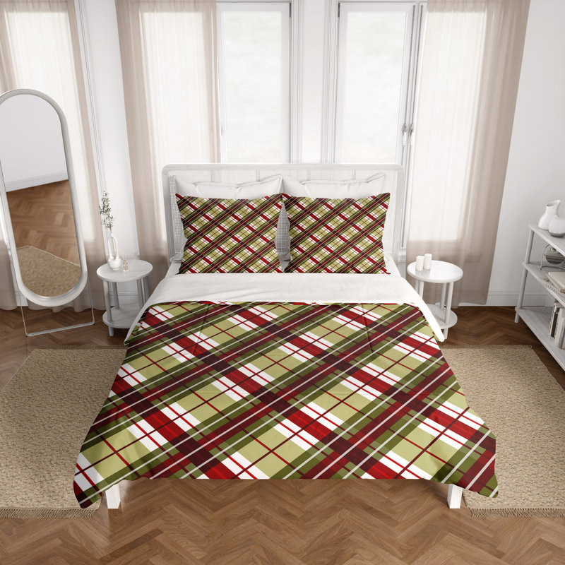Checkered Duvet Cover, King Duvet Cover + 2 King Shams