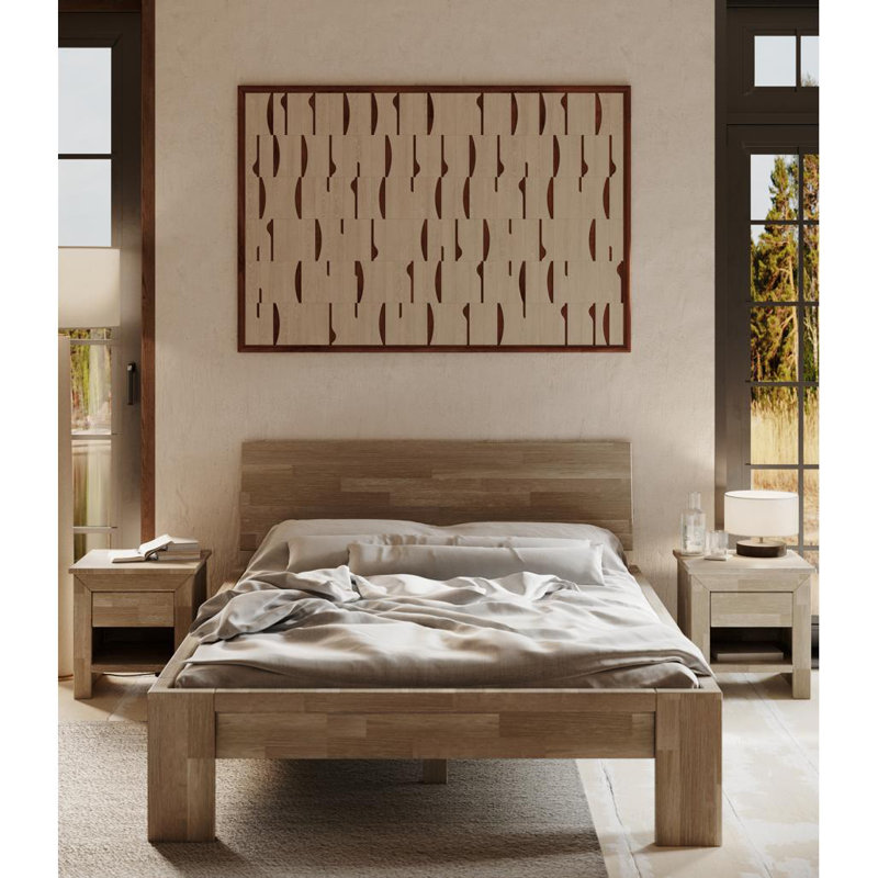 Daezon Solid Wood Bed, European Kingsize (160 x 200 cm), Gray