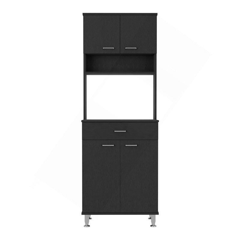 Della 60 Kitchen Pantry With Countertop, Closed & Open Storage -Light Oak, Oak