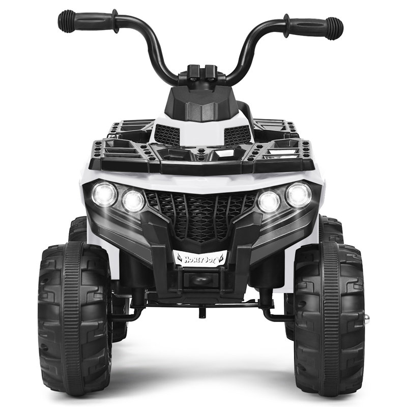Les enfants montent sur un VTT / Jeep, Blanc