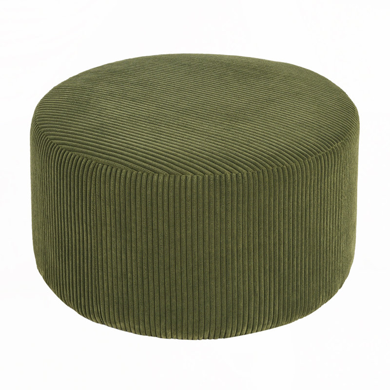 Round Ottoman, Olive Green