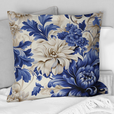 Coussin Cobalt Blue Brocade Victorian