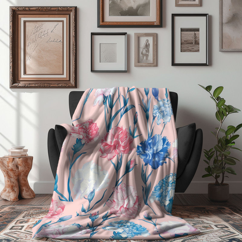 Carnation Pink - 1 Piece Premium Blanket, 60" W x 80" L