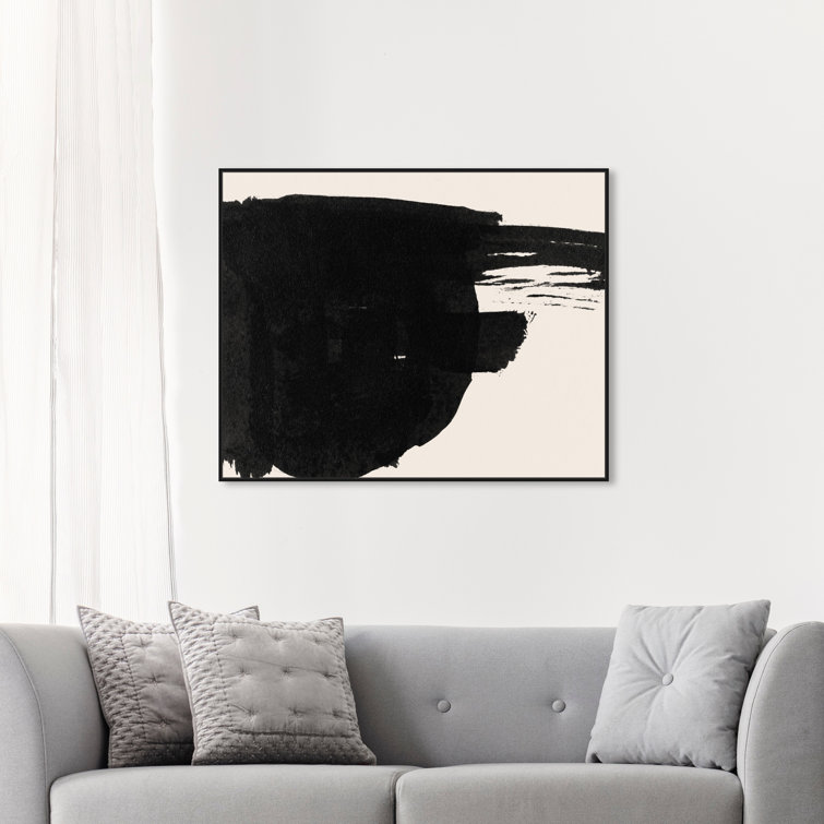 Abstract Black And White Large Brush Stroke by Oliver Gal