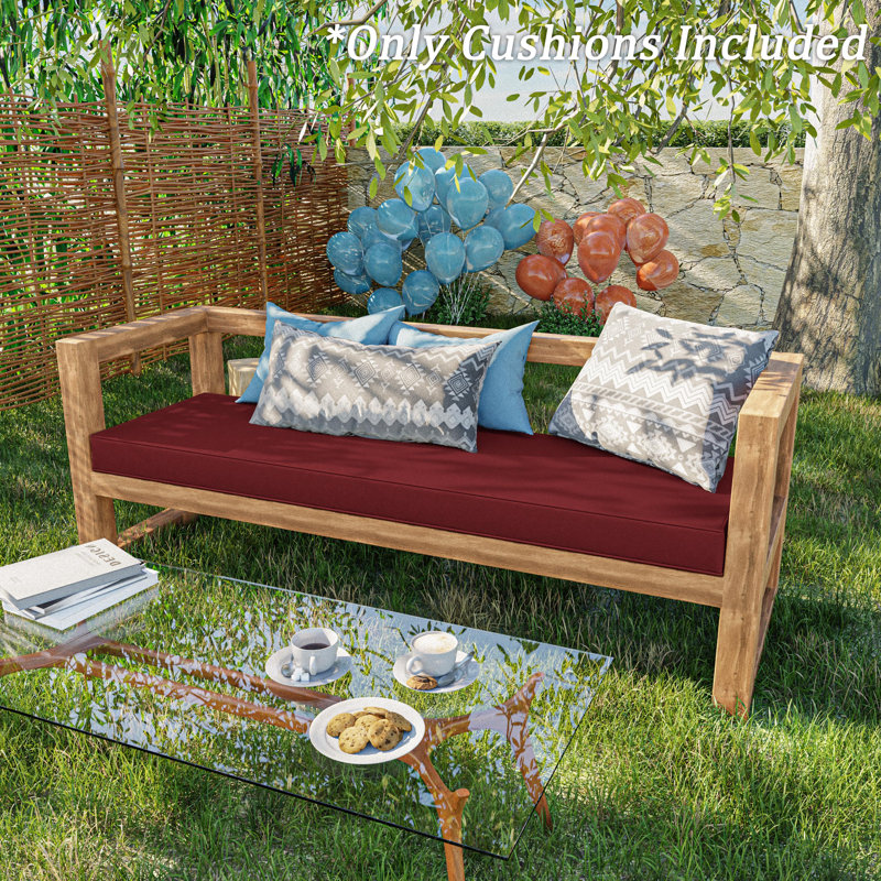 Outdoor 3.5'' Bench Seat Cushion, Available In 5 Sizes, 48" W x 18" D, Burgundy