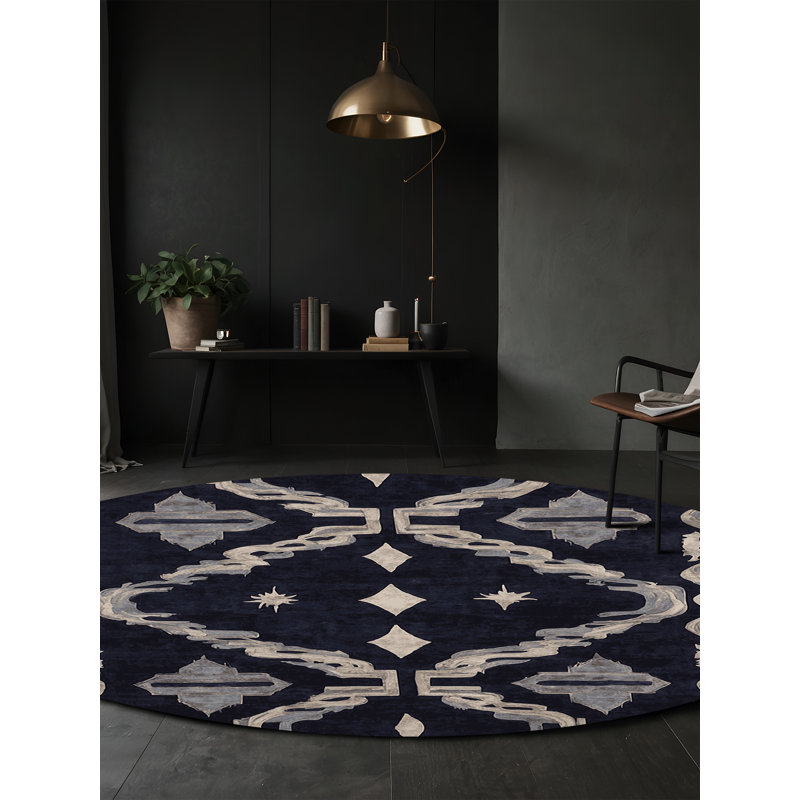 Tapis mauve soyeux et moelleux, Rond 4 pi