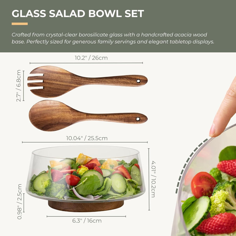 Large 120oz Salad Bowl with Serving Utensils