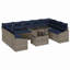 Ensemble de canapé de jardin manuel 10 pièces Vidaxl noir et bleu 100 x 55 x 73 cm