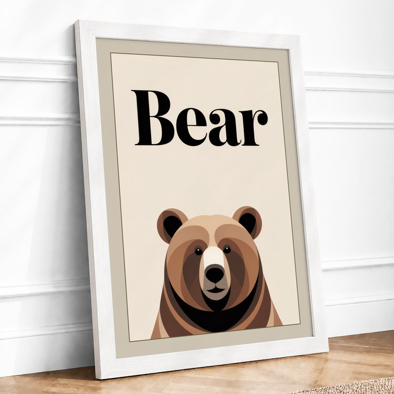 Bear Minimalist - Framed Print, A4 - 29.7 x 21.0 cm, White