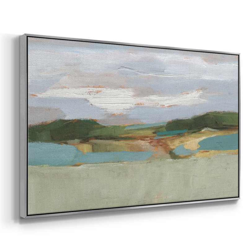 High Noon Vista Study II, H 27 po x l 41 po x P 2 po, Toile argentée avec cadre flottant, Non