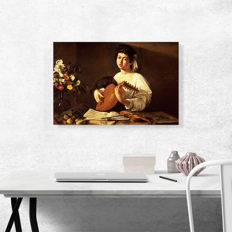 Le joueur de luth - 1595 - impression, H 18 po x l 26 po x P 0,75 po
