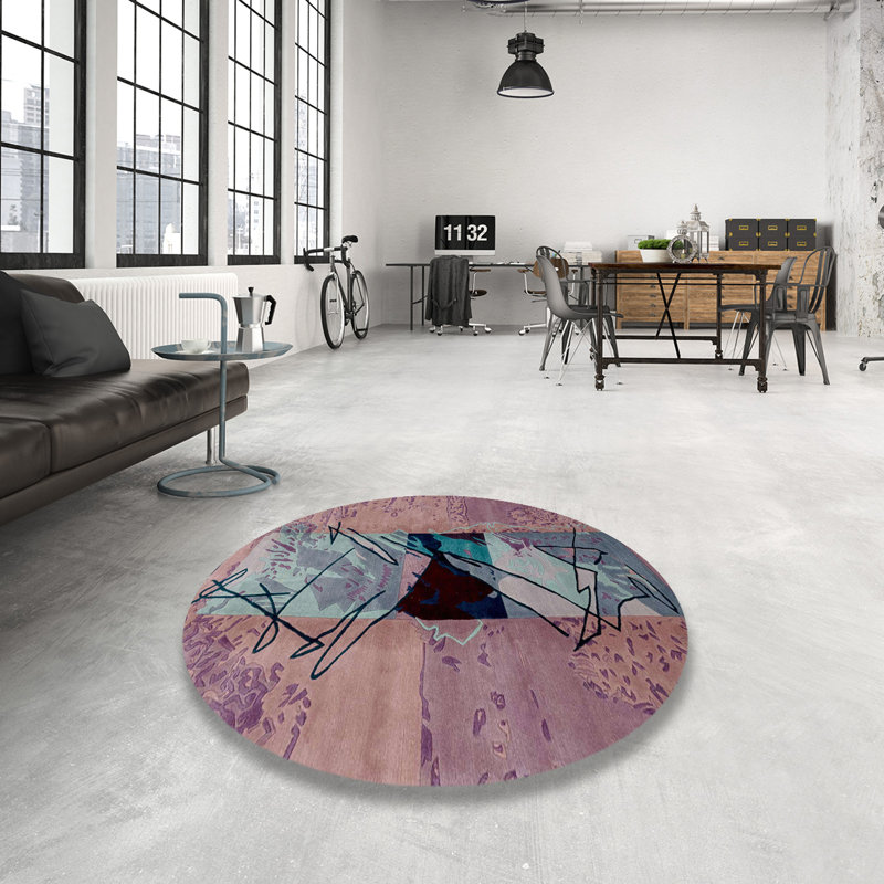 Mila-Lily Abstract Indoor Rug, Round 6'