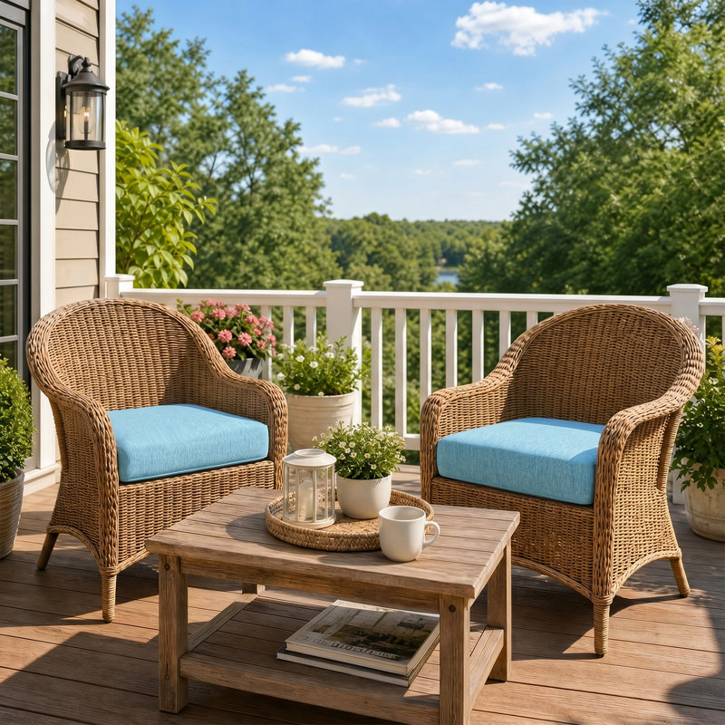 Outdoor Water-resistant Deep Seat Cushion Set, Lake Blue, 19" W x 19" D