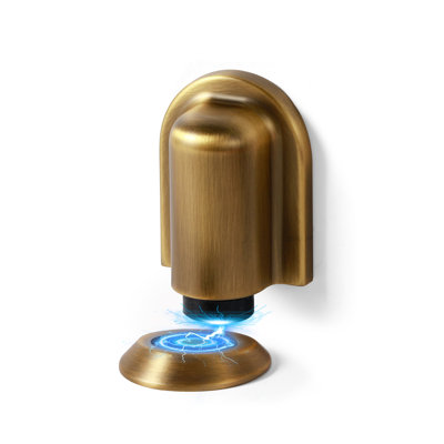 SORWDUERM 1 Pack Antique Brass Door Stopper Magnetic Door Cathc Floor Mounted Door Stop Keep Door Open With Screws And Adhesive No Drilling