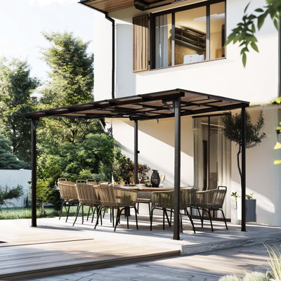Pavillon de jardin extérieur 10 'X - Auvent en métal avec cadre, aux éléments, pour patio de jardin, toit robuste, terrasse et structure résistante aux intempéries
