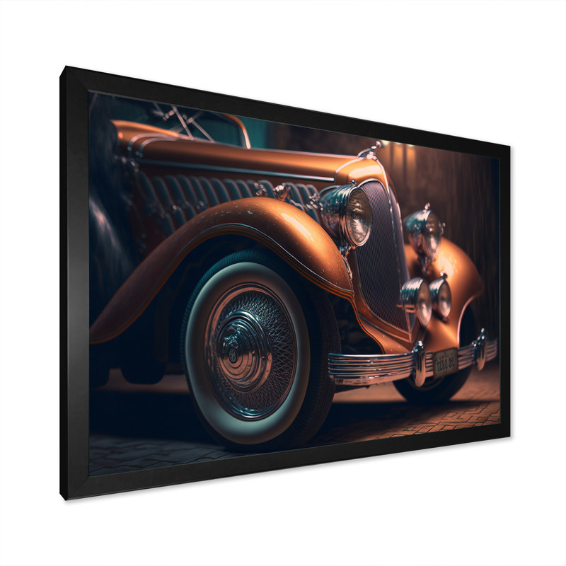 Gros plan d'une voiture rétro classique II - reproduction sur toile, H 12 po x l 20 po x P 1 po