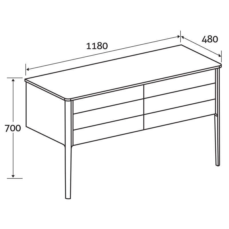 Senah 120cm Double Bathroom Vanity Base Only, White