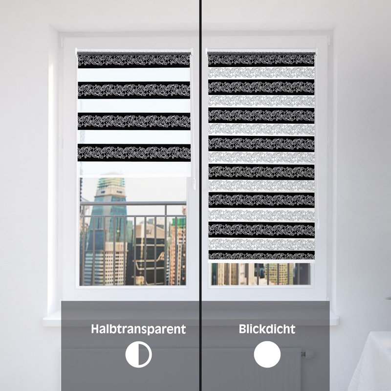 Room Darkening Zebra Shades, Black/Silver, 50 L x 5cm W