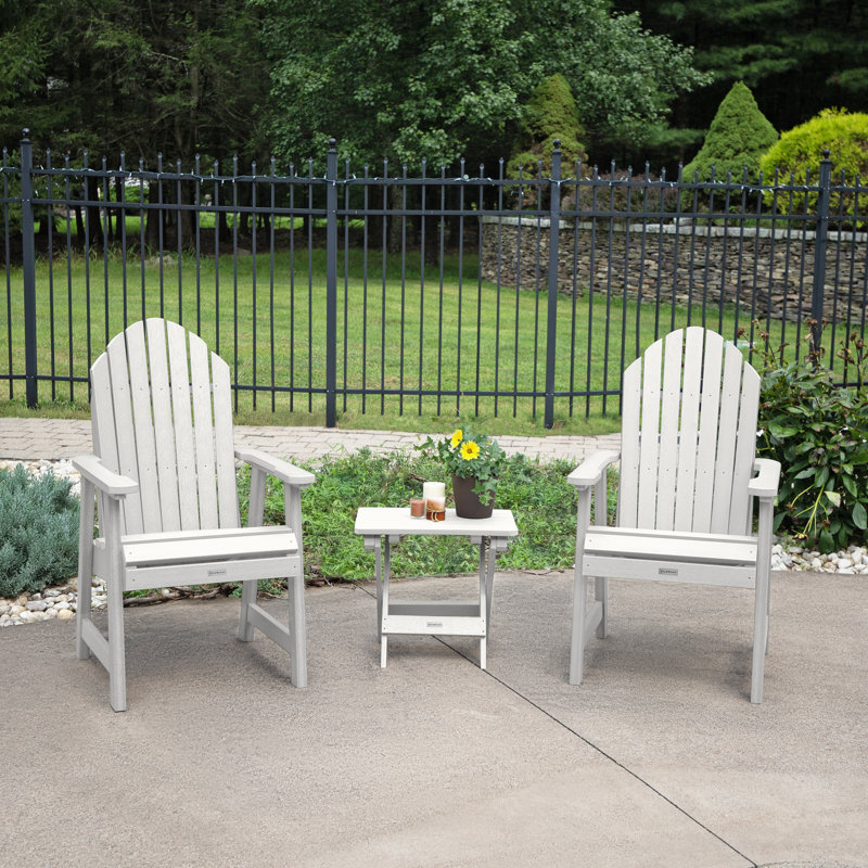 Anette Outdoor Adirondack Chair With Table, White