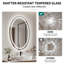 Miroir de salle de bain ovale à DEL avec fonction anti-buée et mémoire-930284389