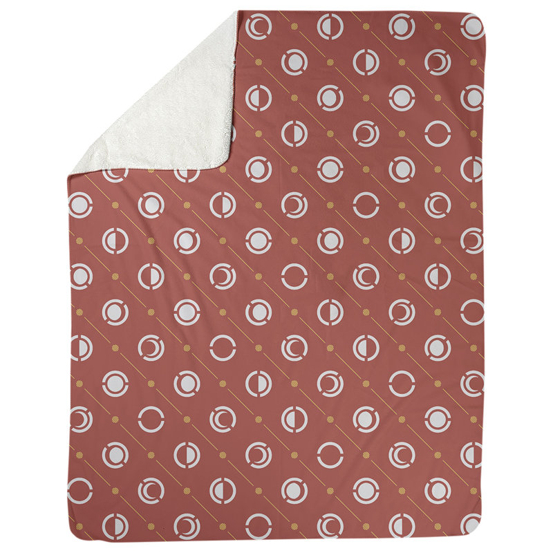 Couverture polaire moon phases, l 50 po x L 60 po, Rouge / accent jaune