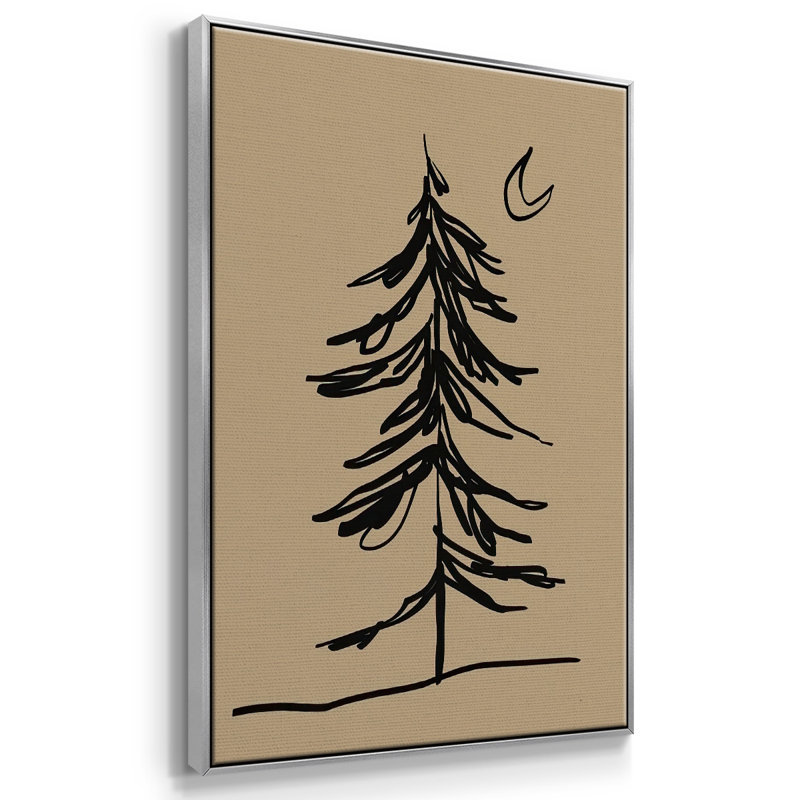 Croquis de sapin d'hiver I, H 25 po x l 17 po x P 1,5 po, Encadrement argenté