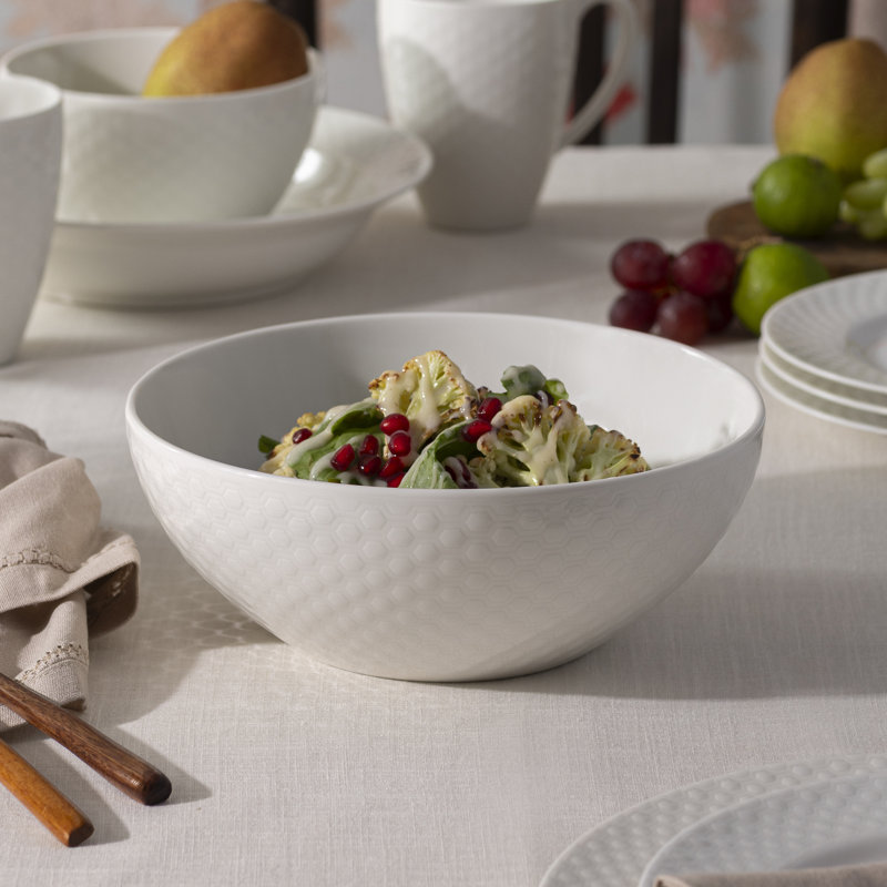Bol à légumes rond Kikko, 9 po, 68 oz, Ivoire ivoire