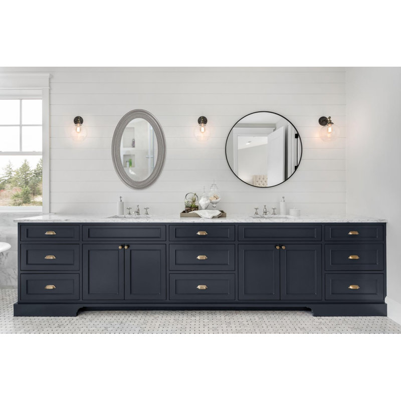Busey Ribbed Oval Framed Accent Mirror, Glossy Nickel