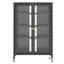 Armoire de rangement multimédia haute 35,8 po avec roulettes, console AV en métal noir avec tablettes réglables