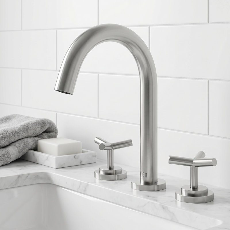Robinet pour salle de bain à 3 trous Jewel, Nickel brossé