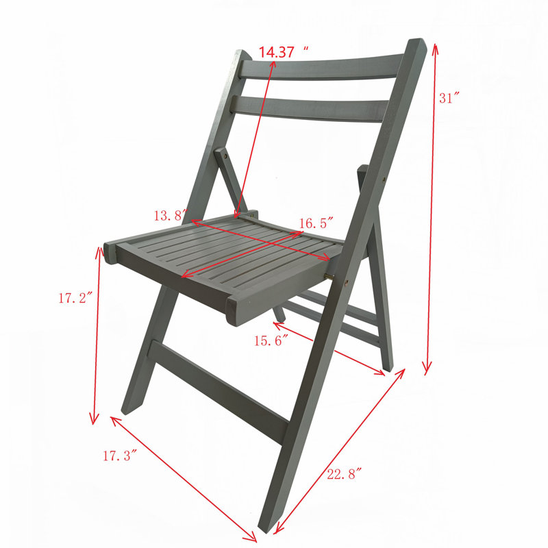 Furniture Slatted Wood Folding Special Event Chair, Gray