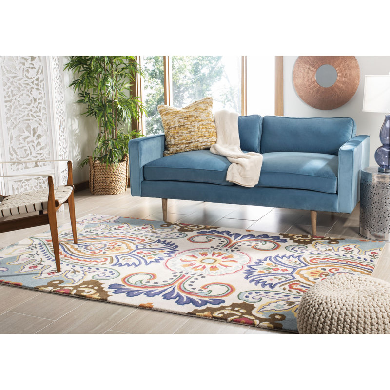 Rudra Hand Tufted Wool Floral Rug, Rectangle 8'9" x 12'