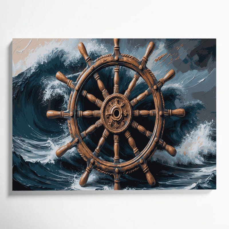 Art mural sur toile roue nautique bleue, H 24 po x l 36 po