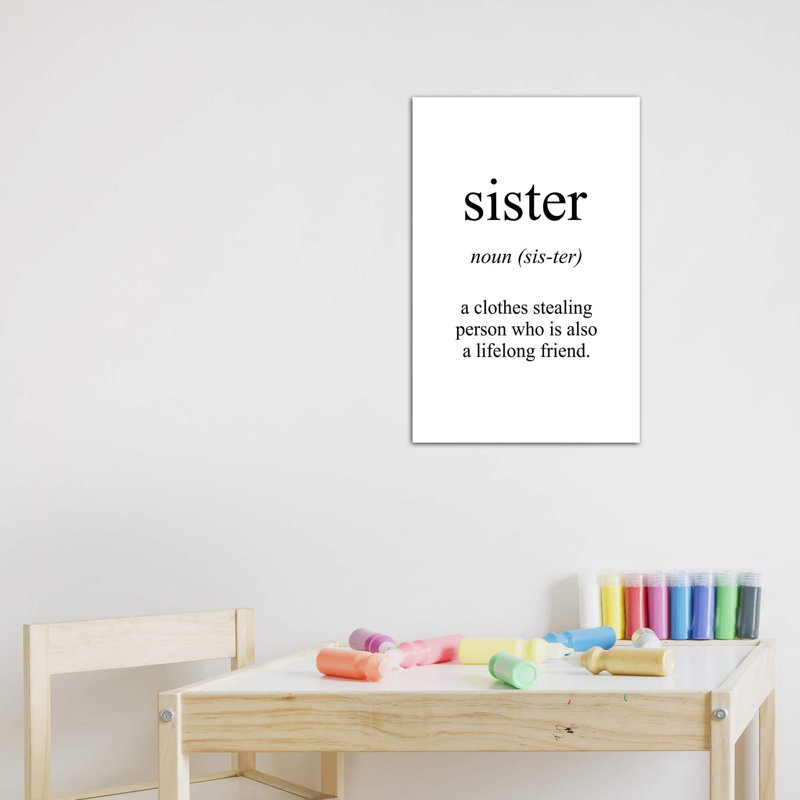 Sister Sens - reproduction d'art textuel, Pas de tapis, H 26 po x l 18 po x 1,5 po, Toile tendue