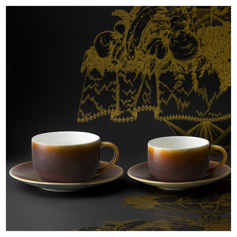Art Glaze Bone China Espresso Cup, Flamed Caramel, 12