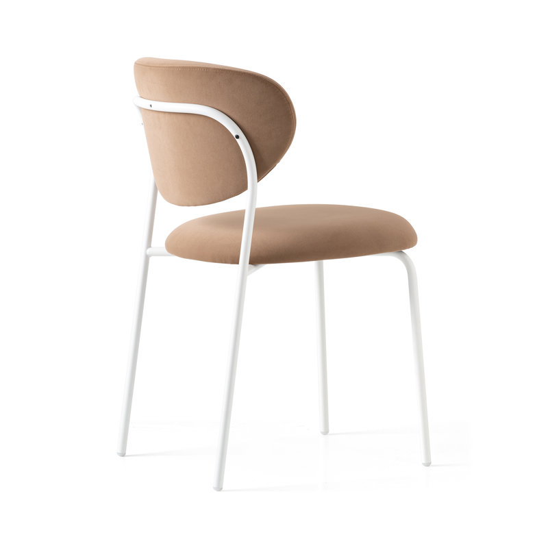 Cozy Upholstered Chair with Metal Frame, Matt Optic White, Taupe