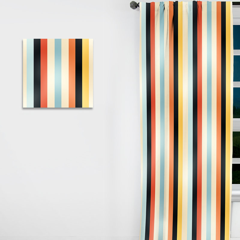 Rideau à rayures rétro - Revival Striped Motif II - Rideau rayé obscurcissant - 1 panneaux, L 52 po x L 95 po