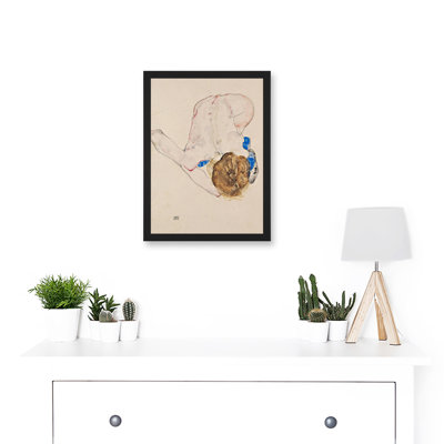 Model With Blue Stockings by Egon Schiele - Single Picture Frame Painting