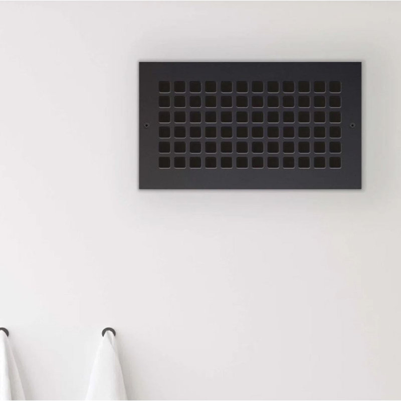 Grille carrée en aluminium Reggio, 6 po x 12 po, Noir
